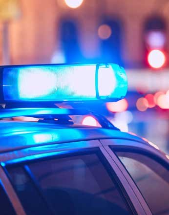 close view of police car lights