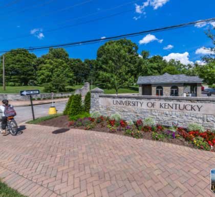 stone sign reads "University of Kentucky"